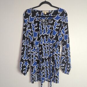 XL Michael Kors Black Black Printed Belted Tunic